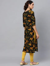 Women Regular Wear Cotton Fabric Printed Black Color Simple Kurti